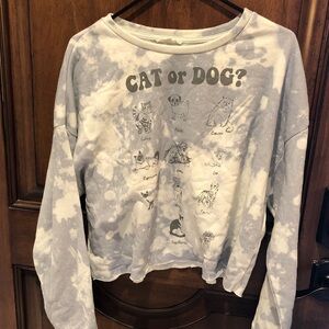 Cat or Dog? Graphic Sweatshirt - Gray